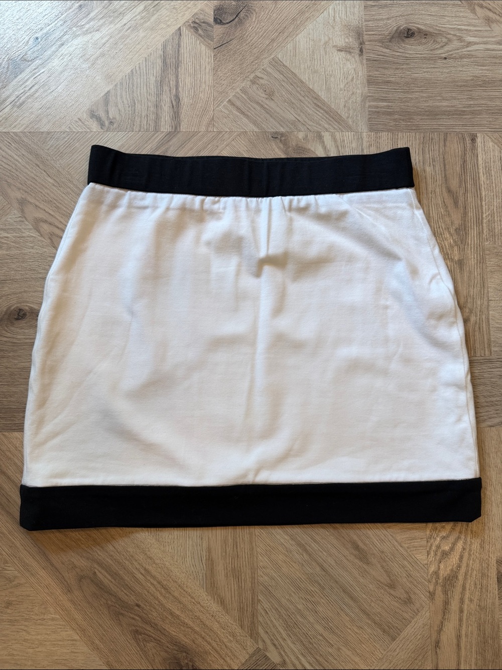 Express White Mini Skirt with Black Waistband